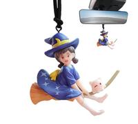 Halloween Car Trailer Broom Handle Car Interior Decoration Witch Halloween Decoration for Car Creative Car Accessory Pendant Spooky Dashboard Hanging Charm for Autumn Season