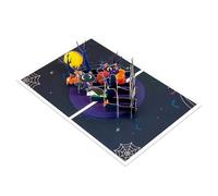 Halloween Card - Displayable Halloween Card Or Centerpiece | 5.91x7.87 Inches Foldable Centerpiece With Envelope | Creepy Cute Design Note, Cards Included For Kids