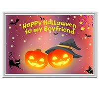 Halloween Card for Boyfriend - Special Wishes Love - Creative Fun Cool Design - Blank Inside to Write own Message - Funny Marriage Keepsake - Love Pumpkin Theme