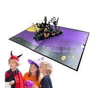 Halloween Card - Handmade Paper Craft 3D Card, Scary Pumpkin House Design | Creative Happy with Haunted Scene, Funny Birthday for Children Adults Friends Festive Occasions Events