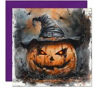 Halloween Card - Pumpkin Jack o Lantern Spooky Happy Halloween 145 x 145mm