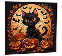 Halloween Cards - Black Cat Pumpkin Bats Autumn Cute Halloween Cards 145 x 145mm
