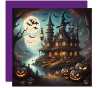 Halloween Cards - Haunted House - Spooky Happy Halloween Card 145 x 145mm