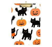 Halloween Cartoon Black Cats Pumpkins Acrylic Plastic Legal Size clipboard Standard Letter A4 Size Waterproof for Soccer Truck Driver Gold 12x9in Tablas para escribir