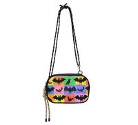 Halloween Cartoon Crows and Bats Colorful Plaid Side Purse Crossbody for Men Trendy with Adjustable Strap Side Bags Take a walk bolso para mujer