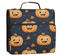 Halloween Cartoon Pumpkins Black 1.5-Inch 3-Rings Binder Zipper with Shoulder Strap & Handle Multiple Pockets Documents Files Storage Bag for School Carpeta del organizador