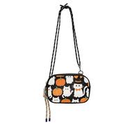 Halloween Cartoon White Cats Pumpkins Cross Body Bag Men Waterproof with Adjustable Strap Messenger Bag Crossbody Take a walk cartera para mujer