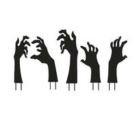 Halloween Carved Paint Metal Crafts Halloween Yard Decoration Hell's Hand Garden Art Gothic Outdoor Card Slot 5PCS (Black, One Size)