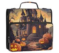 Halloween Castle 1.5 Inch 3 Rings Binder with Extra Pockets with Strap Easy to Carry Documents Files Storage Bag for Middle Student