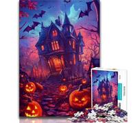 Halloween Castle 1000 Piece Jigsaw Puzzle for Adults Teens,Learning Educational Toys Family Games with Matching Poster And Trivia Sheet (38x26cm)