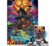 Halloween Castle 1000 Pieces Jigsaw Puzzles For Teens And Adults,Help The Brain Exercise Addictive Toys to Cultivate Patience Suitable for Couples (38x26cm)