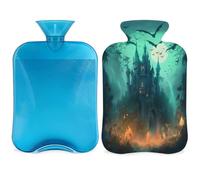 Halloween Castle Bat Forest Hot Water Bottle with Cover, 2L Hot Water Bag for Pain Relief, Neck Soft and Shoulder, Hand Feet Warmer, Hot and Cold Compress for Adult Kids