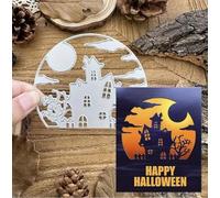 Halloween Castle Circle Frame Metal Die Cuts,Halloween Ghost House Cutting Dies Cut Stencils DIY Scrapbooking Decorative Embossing Paper Scrapbooking Card Making