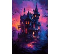 Halloween Castle Diamond Painting Kits,DIY 5D Diamond Art Painting Kit for Adults Kids Full Square Drill,22x30 in Gem Art Embroidery Cross Stitch Canvas Painting Living Room Bedroom Wall Decor