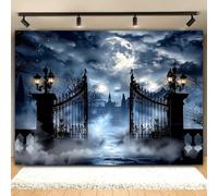 Halloween Castle Full Moon Night Party Background Banner - Suitable for birthdays parties multiple sizes to choose from