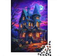 Halloween Castle Jigsaw Puzzles Puzzle for Adults Kids. 1000 Pieces Full Moon Forest Whimsical Challenge Toy Home Decoration for Adults& Kids Age 14 Years Up 1000pcs (75x50cm)