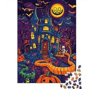Halloween Castle Jigsaw Puzzles Puzzles for Adults Kids. 1000 Pieces Jack-o'-lantern Bat Impossible Challenge Toy Home Decoration for Adults& Kids Age 14 Years Up 1000pcs (75x50cm)