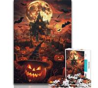 Halloween Castle JigsawPuzzle 1000 Pieces for Teenagers,Challenging To Complete But Fun And Humorous Birthday Present,Gifts,Wall Art (38x26cm)