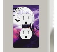 Halloween Castle Purple Sky 1-Gang Wall Plates, Unbreakable Duplex Receptacle Outlet Covers 4.5" X 2.76" Polycarbonate Dual Outlet Faceplates Covers For Kitchen Home Kids Room Decor