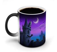 Halloween Castle Purple Sky Color Changing Mug 11 Oz Heat Changing Coffee Mugs Funny Magic Cup Heat Sensitive Ceramics Mug Novelty Coffee Cups Personalized Customized Gift Idea for Men & Women