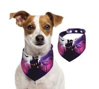 Halloween Castle Purple Sky Dog Bandanas,Summer Bandanas for Dogs Washable Adjustable Dog Triangle Scarf Bibs Cute Pet Bibs for Medium Large Dogs Puppy and Cats Small