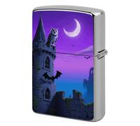 Halloween Castle Purple Sky Lighter Case Metal Double-Sided Lighter Cover Pocket Lighters Sleeve Windproof Lighters Accessories for Men Women