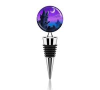 Halloween Castle Purple Sky Wine Stoppers Reusable Wine Bottle Stopper Decorative Champagne Stoppers Silicone Beverage Bottle Sealer Keep Fresh, Leakproof Wines Saver for Bar Party Decor