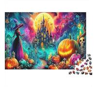 Halloween Castle Puzzles for Elderly 1000Pc Recyclable Paper Pumpkin Patch Puzzle for Adults Interesting Family Game Props Party Game Props for Home 52x38cm/1000pcs