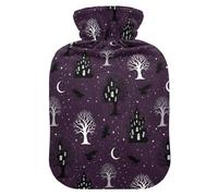 Halloween Castle Tree Hot Water Bottle with Cover for Pain Relief Water Heating Pad for Period Cramps, 2L