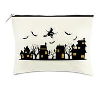 Halloween Castle & Witch Pattern Waterproof Toiletry Bags, Funny Spooky Makeup Pouches for Adults & Teens,Great Halloween Party Gifts or Trick or Treat Accessories