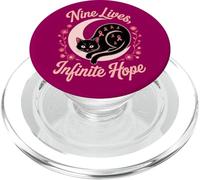 Halloween Cat 9 Lives Pink Ribbons breast cancer Awareness PopSockets PopGrip for MagSafe