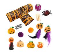 Halloween Cat Channel Toy Set, 3 Way Cat Tunnel Set, Funny 3 Way Tunnel Toys for Halloween - 3 Way Foldable Tunnel Toy for Pets - The
