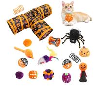 Halloween Cat Channel Toy Set - Interactive Cat Toy Set, Bell Ball teaase Cat Toy Set | Multifunctional Halloween 3-Way Tunnel Toy Channel Set, Cat Toys Set for Kitten, Rabbit, Indoor Cats