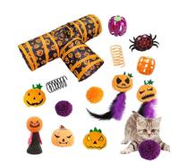 Halloween Cat Channel Toys Set - 3 Way Tunnel Toy Channel Set for Halloween | Bell Ball Cat Toys Set for Kittens, Rabbits and Cats Domestic