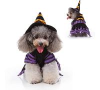 Halloween Cat Costume Cat Witch Dress Costume Pet Clothes Dog Costume with Adjustable Witch Hat Pet Dog Cat Cosplay Apparel Outfits for Small Medium Large Dog Cat Pet (M)