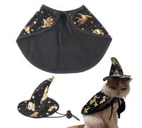 Halloween Cat Costume - Wizard Style Pet Outfits with Star Gold Print Cosplay Coat and Hat for Cats | Cute Clothes Parties, Holidays, Photoshoots