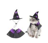 Halloween Cat Costumes,Funny Purple Halloween Cat Wizard Cape, Funny Pet Witch Clothes Set with Cloak and Star Hat,Pet Hallowee n Cosplay Party Dress Up Costume for Small Dogs and Cats