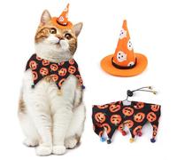 Halloween Cat Dog Costume - Ghost Hat And Bandana With Adjustable Straps For Small Medium Large Dogs Cats Soft Halloween Christmas Party Clothing,Breathable Costume For Pets (L)