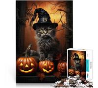 Halloween Cat - Feline PhantomPuzzle for Adults 1000 Pieces Challenging Difficult with Fully Interlocking Randomly Shaped Pieces 38x26cm
