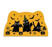 Halloween Cat Food Mat - Pumpkin Bat Cute Witch Pet Feeding Mat for Floor, Non-Slip, Waterproof, Super Absorbent, Easy to Clean, Cat, Dog 18.1''x9.8''