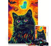 Halloween Cat Ghost Pumpkins 1000-piece Puzzle for Adults Cognitive Train Tight Connection Pattern Build Wall Art (38x52cm)