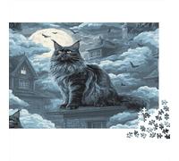 Halloween Cat-Gothic Fantasy Art Jigsaw Puzzles 1000 Pieces Using Premium Cardboard Centenary Jigsaws for Cognitive Stimulation in Team Building Games 38x26cm/1000pcs