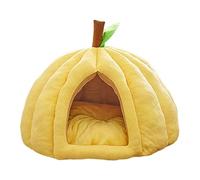 Halloween Cat House, Pumpkin Cat Cave with Cushion, Pumpkin Inner Hut, Dog Plush Bed for Bedroom, Balcony Bay Window Outdoor, Dormitory, Apartment, Living Room, Pet Apartment (Yellow, L)
