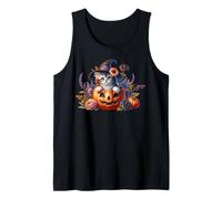Halloween Cat in Pumpkin Face Coffee Mug Kitten for Cat Lady Tank Top