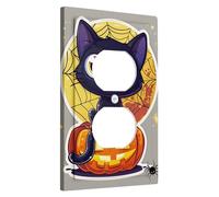 Halloween Cat Light Switch Cover Plate/Outlet Covers, Spooky Pumpkin for Wall Decor, Thermoplastic Wall Plates, Standard Size Single Duplex Outlet