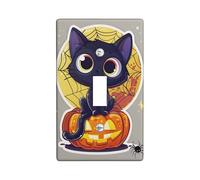 Halloween Cat Light Switch Cover Plate/Outlet Covers, Spooky Pumpkin for Wall Decor, Thermoplastic Wall Plates, Standard Size Single Toggle