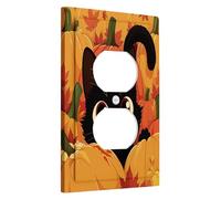 Halloween Cat Light Switch Cover Plates/Outlet Covers, Pumpkin Fall Decor for Wall Accents, Thermoplastic Wall Plates, Standard Size Single Duplex Outlet