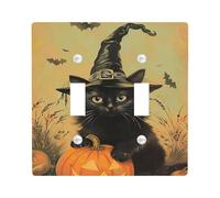 Halloween Cat Light Switch Cover Plates/Outlet Covers,Traditional Spooky Theme for Wall Accents,Thermoplastic Wall Plates,Standard Size Double Toggle