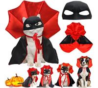 Halloween Cat Mask & Cape Costume Vampire Cloak Cats Hat Pet Cosplay Cat Halloween Costumes Party Costumes for Small Medium Dogs and Cats Pet Supplies Accessories