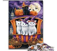 Halloween Cat Puzzles for Teenagers 1000 Pieces, Family Game Stress Reliever Difficult Challenge Great Gifts And Toys (26x38cm)